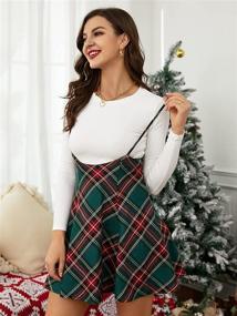 img 2 attached to 👗 Stylish YOINS Overall Tartan Pinafore Dresses: Pleated Mini Cute Suspender Brace Gingham Skirts for Women