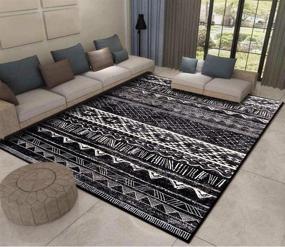 img 4 attached to 🏠 Premium Calore Wool Area Rugs for Living Room: Luxury Imitation Cashmere, Non-Slip, Washable | Large Modern Multi-Functional Rectangle Bedroom Rugs Clearance (Black and White, 6.7'x8.2')