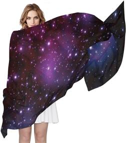 img 4 attached to MRMIAN Universe Galaxy Starry Chiffon Women's Accessories for Scarves & Wraps