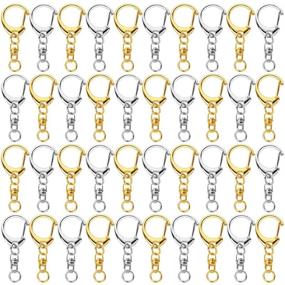 img 4 attached to 🔑 Roctee 100 Piece D Hook Keychain Hardware Kit: Ideal for Craft Charm Making DIY - Including Jump Rings, Metal Split Key Rings, Clips, and Chains (Silver & Gold)