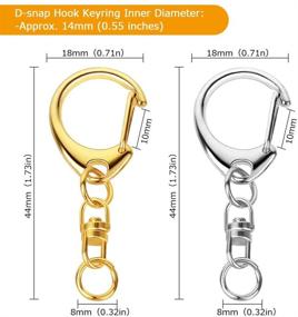 img 3 attached to 🔑 Roctee 100 Piece D Hook Keychain Hardware Kit: Ideal for Craft Charm Making DIY - Including Jump Rings, Metal Split Key Rings, Clips, and Chains (Silver & Gold)