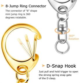 img 1 attached to 🔑 Roctee 100 Piece D Hook Keychain Hardware Kit: Ideal for Craft Charm Making DIY - Including Jump Rings, Metal Split Key Rings, Clips, and Chains (Silver & Gold)