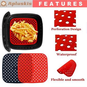 img 1 attached to 🔥 Premium Apluskis Reusable Air Fryer Liners: Non-Stick Silicone Mats for Cosori, NuWave, Chefman, Dash - 2 Pack, Square, BPA Free (7.5 inch) - Essential Air Fryer Accessories!