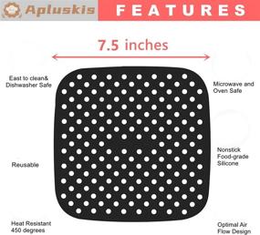 img 2 attached to 🔥 Premium Apluskis Reusable Air Fryer Liners: Non-Stick Silicone Mats for Cosori, NuWave, Chefman, Dash - 2 Pack, Square, BPA Free (7.5 inch) - Essential Air Fryer Accessories!