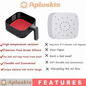 img 3 attached to 🔥 Premium Apluskis Reusable Air Fryer Liners: Non-Stick Silicone Mats for Cosori, NuWave, Chefman, Dash - 2 Pack, Square, BPA Free (7.5 inch) - Essential Air Fryer Accessories!