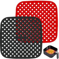 🔥 premium apluskis reusable air fryer liners: non-stick silicone mats for cosori, nuwave, chefman, dash - 2 pack, square, bpa free (7.5 inch) - essential air fryer accessories! logo