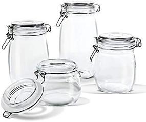 img 3 attached to Versatile Glass Storage Jars Set with Airtight Hinged Lid - Leak Proof Gasket Clear Canister for Various Food Items - Set of 4 + 15 PCS Food Storage Bags Included