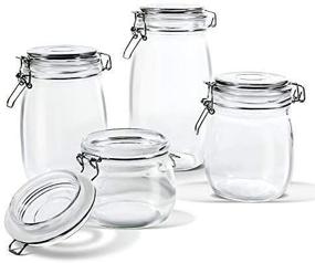 img 2 attached to Versatile Glass Storage Jars Set with Airtight Hinged Lid - Leak Proof Gasket Clear Canister for Various Food Items - Set of 4 + 15 PCS Food Storage Bags Included