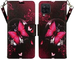 img 3 attached to ZASE Samsung Galaxy A12 Wallet Phone Case For Women Pouch PU Leather Flip Folio Cute Design Cover W/Kickstand ID Card Slot Wrist Strap Compatible With Samsung Galaxy A12 (2021) (Hot Pink Butterfly)