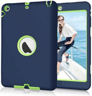 📱 hocase ipad mini 2/3 heavy duty shockproof protective case - navy blue/lime green logo