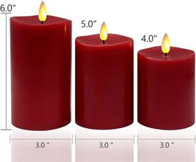 img 3 attached to 🕯️ Unique Christmas Red Flameless Candles with Flickering Effect | Battery Operated Home Decor Set of 3 | Remote Timer Included