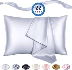 img 2 attached to 🌙 BlueHills 22 Momme Pure Mulberry Silk Pillowcase 600 TC - Soft, Gentle Hair and Skin Care - Hidden Zipper - 1 Pack King Size - Silver Grey