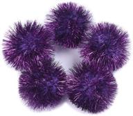 🎨 yycraft large glitter tinsel pom poms: sparkling diy craft & cat toy balls - purple (30pcs, 1.5 inch) logo