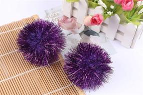 img 1 attached to 🎨 YYCRAFT Large Glitter Tinsel Pom Poms: Sparkling DIY Craft & Cat Toy Balls - Purple (30pcs, 1.5 Inch)