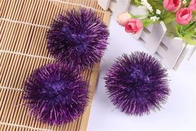 img 2 attached to 🎨 YYCRAFT Large Glitter Tinsel Pom Poms: Sparkling DIY Craft & Cat Toy Balls - Purple (30pcs, 1.5 Inch)