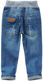 img 3 attached to 👖 SITENG Straight Fit Denim Pants with Drawstring Waistband for Little Boys, Toddlers, and Kids