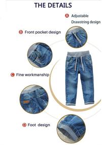 img 1 attached to 👖 SITENG Straight Fit Denim Pants with Drawstring Waistband for Little Boys, Toddlers, and Kids