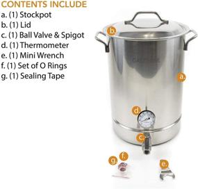 img 3 attached to 🍻 GasOne BS-32 8 Gallon Stainless Steel Kettle Pot Pre Drilled 4 PC Set 32 Quart Tri Ply Bottom: Complete Home Brewing Kit with Lid, Thermometer, and Ball Valve Spigot