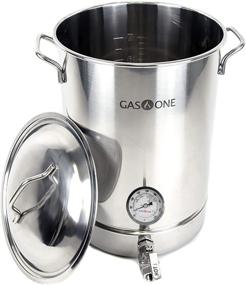 img 4 attached to 🍻 GasOne BS-32 8 Gallon Stainless Steel Kettle Pot Pre Drilled 4 PC Set 32 Quart Tri Ply Bottom: Complete Home Brewing Kit with Lid, Thermometer, and Ball Valve Spigot