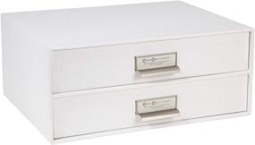 img 4 attached to 🗄️ Bigso Birger 2-Drawer Fiberboard Document Letter Box - Organize with Label Frames (White, 5.7 x 13 x 9.8 in)