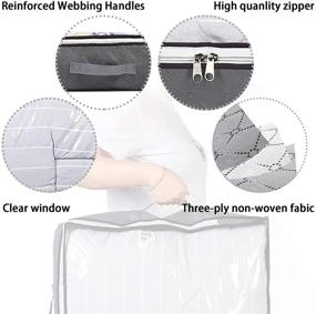 img 2 attached to Vieshful 3 Pack Underbed Storage Bags: 75L Foldable Clothes Bag for Large Capacity Storage - Clear Window, Reinforced Handles, Zippered Organizer - Non-Woven Material for Comforters, Blankets, Bedding