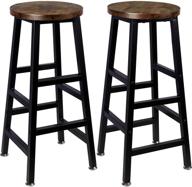 🪑 rustic brown backless round bar stools set - vintage style, easy assembly for kitchen counter - pack of 2 logo