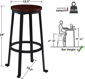 img 2 attached to 🪑 KOZYSPHERE Set of 2 Dark Brown Bar Stools, 29 Inch Counter Height Bar Chairs for Kitchen, Easy Assembly, Adjustable Feet