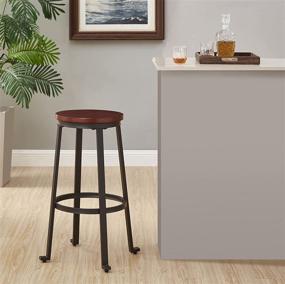 img 1 attached to 🪑 KOZYSPHERE Set of 2 Dark Brown Bar Stools, 29 Inch Counter Height Bar Chairs for Kitchen, Easy Assembly, Adjustable Feet