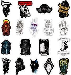 img 1 attached to Gothic Punk Waterproof Laptop Stickers: Witch Skull Horror Decals 🖤 for Water Bottles, Hydroflasks, Computer, Phone, Bicycle - Pack of 50