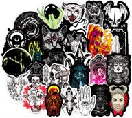 gothic punk waterproof laptop stickers: witch skull horror decals 🖤 for water bottles, hydroflasks, computer, phone, bicycle - pack of 50 logo