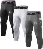 meetyoo men's 3/4 compression pants: pocketed sport base layer for workout, running leggings & athletic gym tights logo