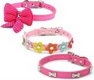 🌸 set of 3 pink dog collars for girl puppies - small dog collars necklace - xs dog collars for girl - cat collars for girl cats - pet collar for puppies (xs, 3pc) logo