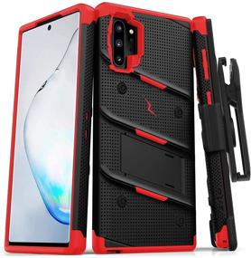 img 4 attached to ZIZO Bolt Series for Samsung Galaxy Note 10 Plus Case - Heavy-Duty Military-Grade Drop Protection with Kickstand, Belt Clip Holster, and Lanyard (Black/Red)