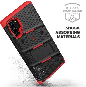 img 1 attached to ZIZO Bolt Series for Samsung Galaxy Note 10 Plus Case - Heavy-Duty Military-Grade Drop Protection with Kickstand, Belt Clip Holster, and Lanyard (Black/Red)