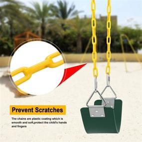 img 1 attached to 🏞️ Green Swing Set with Anti-Rust Chains, 660lb Capacity, Thermoplastic Coated Seat, Cushion Accessories and Snap Hooks for Outdoors, Playground, Jungle & Gym - AGPTEK