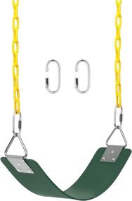 img 4 attached to 🏞️ Green Swing Set with Anti-Rust Chains, 660lb Capacity, Thermoplastic Coated Seat, Cushion Accessories and Snap Hooks for Outdoors, Playground, Jungle & Gym - AGPTEK