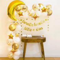 gender neutral twinkle twinkle little star baby shower decorations with balloon garland arch kit, light gold moon and star balloons, wedding decor, gender reveal backdrop - sweet baby co. логотип