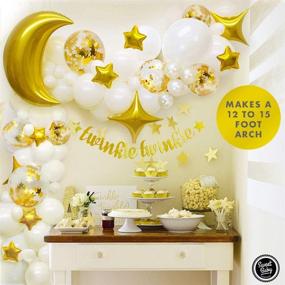 img 2 attached to Gender Neutral Twinkle Twinkle Little Star Baby Shower Decorations with Balloon Garland Arch Kit, Light Gold Moon and Star Balloons, Wedding Decor, Gender Reveal Backdrop - Sweet Baby Co.