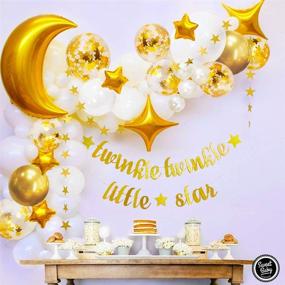 img 3 attached to Gender Neutral Twinkle Twinkle Little Star Baby Shower Decorations with Balloon Garland Arch Kit, Light Gold Moon and Star Balloons, Wedding Decor, Gender Reveal Backdrop - Sweet Baby Co.