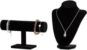 img 3 attached to 💎 Black Velvet Jewelry Display Set with T-Bar Stand and Mannequin Bust, Ideal for Bracelets and Necklaces