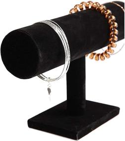img 1 attached to 💎 Black Velvet Jewelry Display Set with T-Bar Stand and Mannequin Bust, Ideal for Bracelets and Necklaces