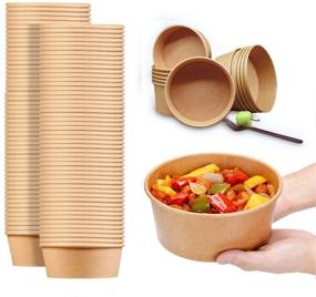 img 4 attached to 🍲 80 Pcs 30 Oz Large Paper Bowls: Bulk Disposable Soup Bowls for Hot/Cold Food, Plastic-Free Party Supplies