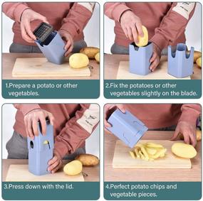 img 1 attached to Supachis Stainless Steel French Fry Cutter Vegetable Chopper Potato Slicer - Easy to Clean, Dishwasher Safe with 3 Replaceable Blades for Tomatoes, Cucumber, Onion, and Apple