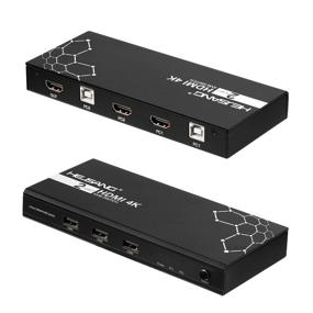 img 4 attached to 🔁 HDMI КВМ переключатель: 2 порта USB для общего использования, UHD 4K USB переключатель - подключите 2 компьютера к 1 монитору, совместно используйте клавиатуру, мышь, принтер (включает 2 HDMI и 2 USB кабеля)