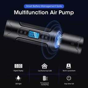 img 3 attached to Ultimate Portable Cordless Tire Pump: Newest Electric Air Compressor Inflator with 150PSI, 3000mAh Battery, and Digital LED Light for Bike, Motorcycle, Balls, Swim Rings