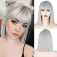 💇 merisihair short silver gray bob wig with bangs - natural looking, cosplay and daily party wig for women logo