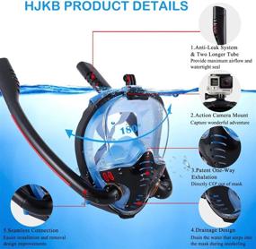 img 3 attached to HJKB Full Face Snorkel Mask Set – Anti-Fog Wipes, 180° 🤿 Panoramic HD View, Anti-Leak Dry Top – Ideal for Adults and Kids