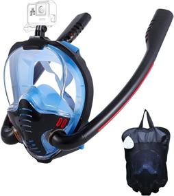 img 4 attached to HJKB Full Face Snorkel Mask Set – Anti-Fog Wipes, 180° 🤿 Panoramic HD View, Anti-Leak Dry Top – Ideal for Adults and Kids