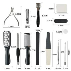 img 3 attached to 👣 23-Piece Professional Pedicure Tools Kit with Portable Storage Box - Foot Scrubber, Nail Tools, Callus Remover and Stainless Foot File for Men and Women - Ideal for Salon, Home Use (Black)