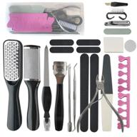 👣 23-piece professional pedicure tools kit with portable storage box - foot scrubber, nail tools, callus remover and stainless foot file for men and women - ideal for salon, home use (black) logo